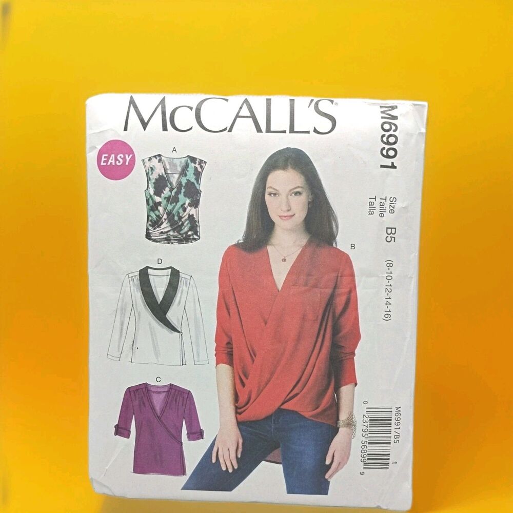 McCall's M6991 Uncut Sewing Pattern Misses Wrap Top Tunic Sz 8-16 Stylish